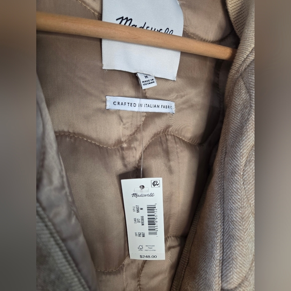 NWT Madewell Women's Tan Oversized Quilted Bomber Jacket - Picture 7 of 12